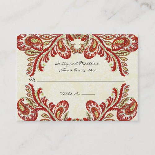 Vintage Paisley Damask Table Place Cards Business Card Templates