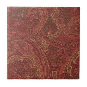 Vintage Paisley Floral Ceramic Tile