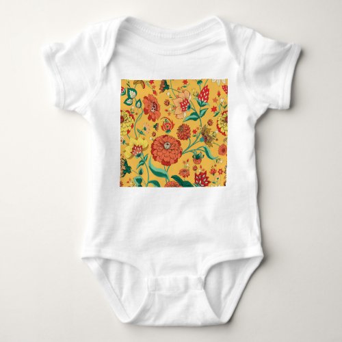 Vintage Paisley Floral Garden Baby Bodysuit