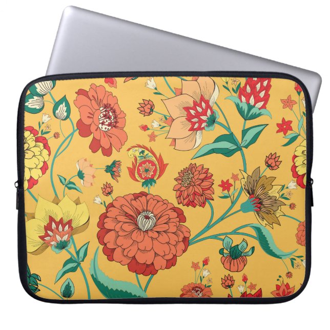 Vintage Paisley Floral Garden Laptop Sleeve (Front)