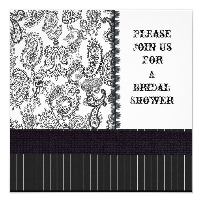 Vintage Paisley Hatbox Black and White Personalized Invites