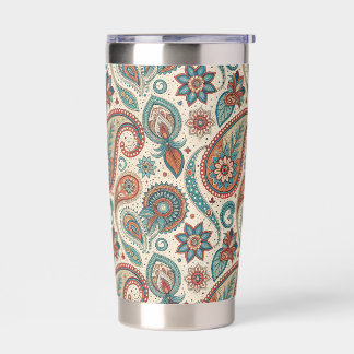 Vintage Paisley in Red Teal Cream Insulated Tumbler
