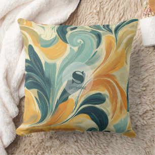 Vintage Paisley-Inspired Leaf Pattern (1) Throw Pillow