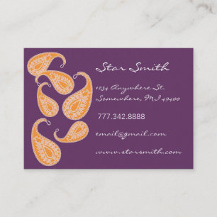 Vintage Paisley Orange and Plum Business Card