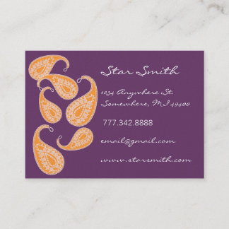 Vintage Paisley Orange and Plum Business Card