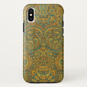 Vintage Paisley Pattern Brown 7 Green Tones iPhone X Case