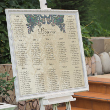 Vintage Paisley Peacock Seating Chart 12 Tables by samack at Zazzle
