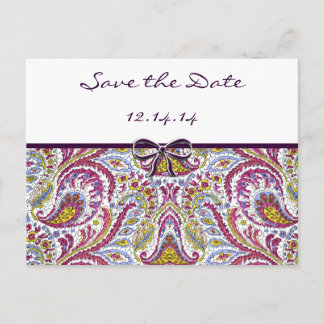 Vintage Paisley Save The Date Announcement Postcard