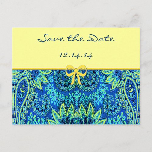 Vintage Paisley Save The Date Announcement Postcard