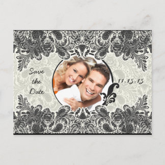 Vintage Paisley Save The Date with Your Photos Announcement Postcard