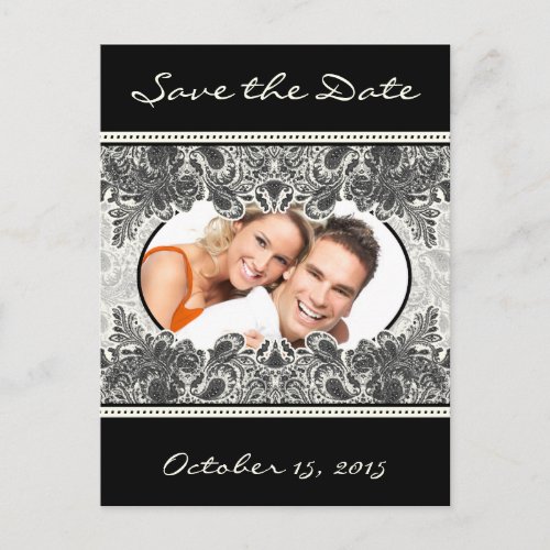 Vintage Paisley Save The Date with Your Photos Announcement Postcard