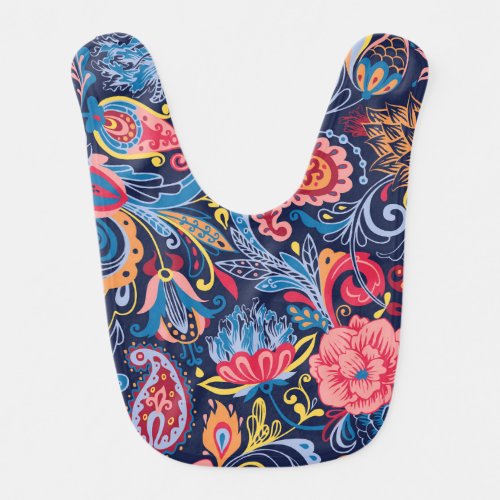 Vintage Paisley Seamless Pattern Design Baby Bib