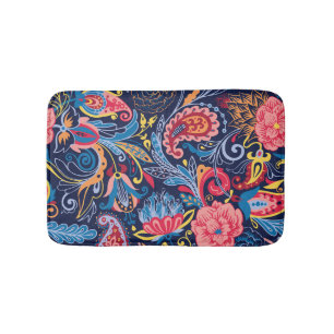 Vintage Paisley Seamless Pattern Design Bath Mat