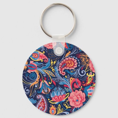 Vintage Paisley Seamless Pattern Design Keychain