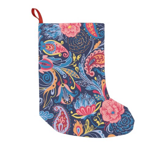 Vintage Paisley Seamless Pattern Design Small Christmas Stocking