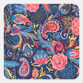 Vintage Paisley Seamless Pattern Design Square Sticker