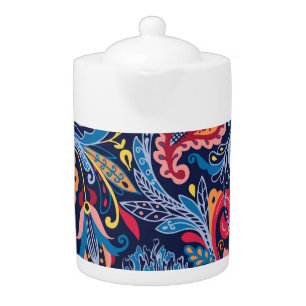 Vintage Paisley Seamless Pattern Design Teapot