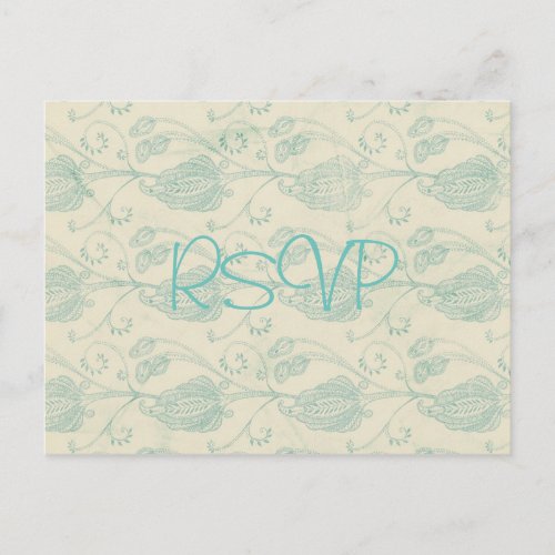 Vintage Paisley Wedding Invitation RSVP with Photo Postcard