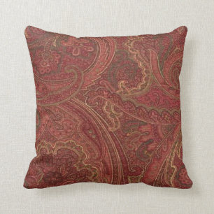 Vintage Paisley Wine Sage MoJo Throw Pillow