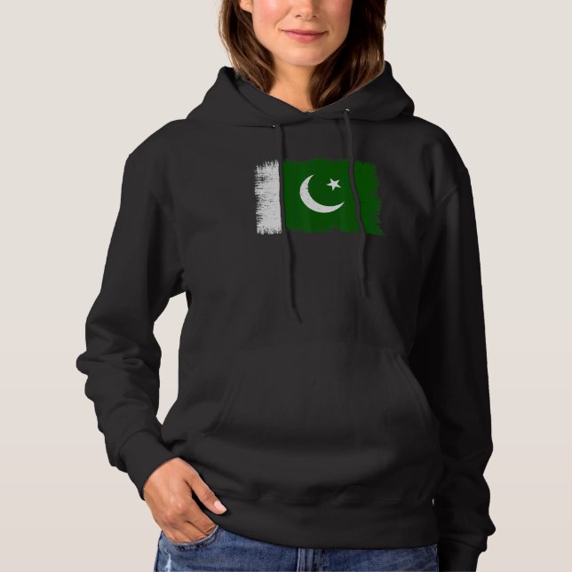 Vintage Pakistan Flag Pakistani Independence Day Hoodie (Front)
