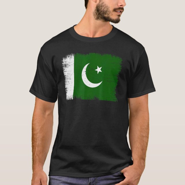 Vintage Pakistan Flag Pakistani Independence Day T-Shirt (Front)