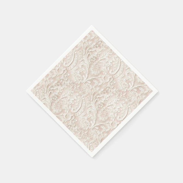 Vintage Pale Pink Lace Paper Napkins (Corner)