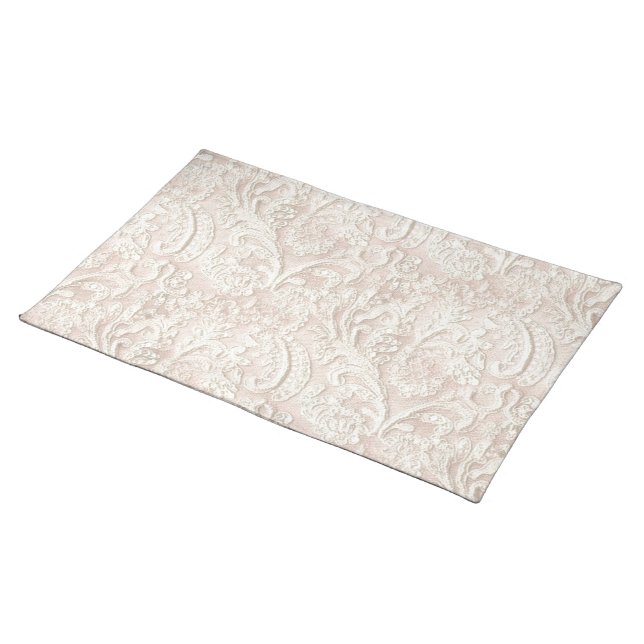 Vintage Pale Pink Lace Placemat (On Table)