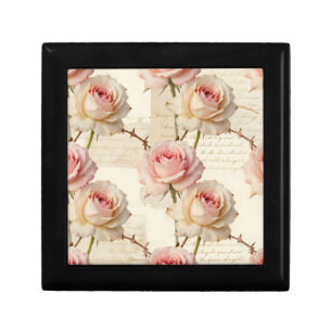 Vintage Pale Pink Rose Script Pattern Gift Box