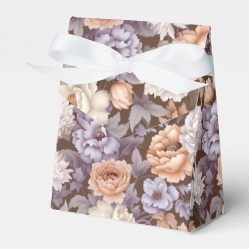 Vintage pale purple beige taupe peach flowers favor boxes