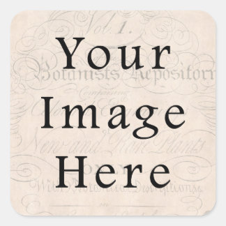 Vintage Pale Rose Pink Script Text Parchment Paper Square Sticker