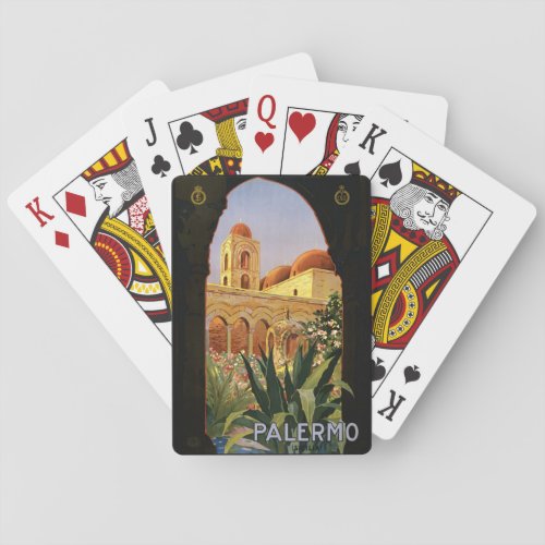 Vintage Palermo Italy Poster Playing Cards