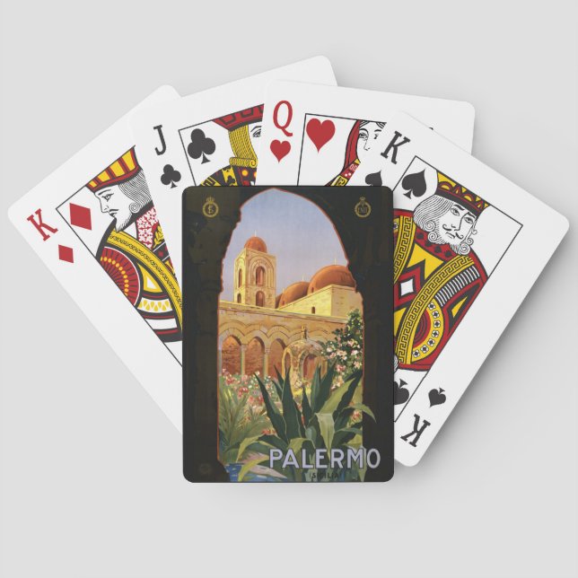 Vintage Palermo Italy Poster Poker Cards (Back)