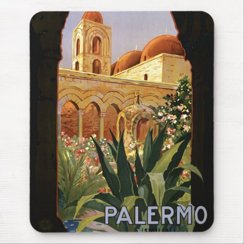 Vintage Palermo Italy Travel Tourism Advertisement Mouse Pad
