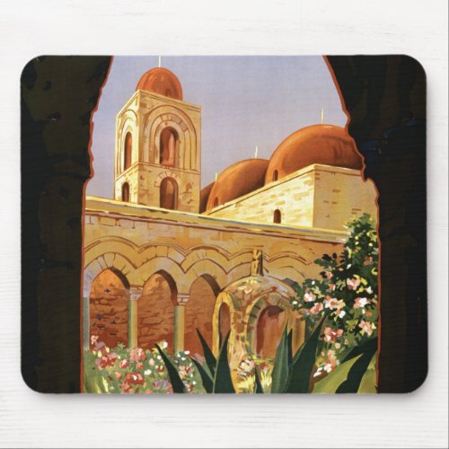 Vintage Palermo Italy Travel Tourism Advertisement Mouse Pad
