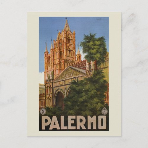 vintage Palermo Sicily Italian travel ad Postcard