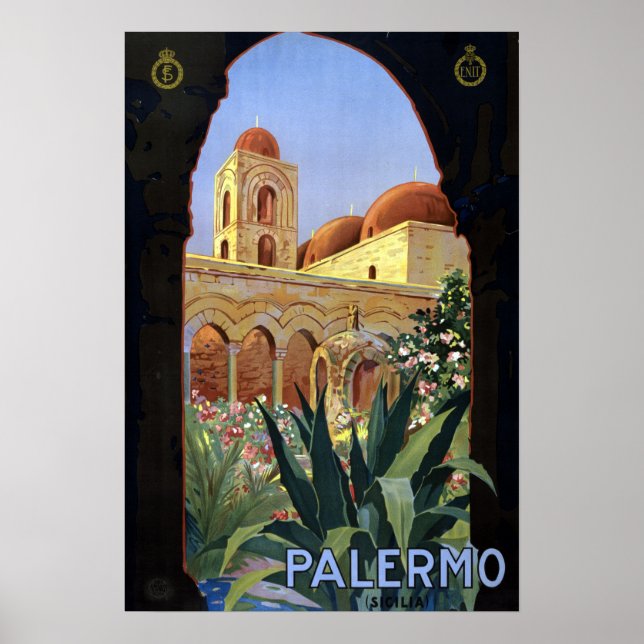 Vintage Palermo Sicily Italy Travel Poster (Front)