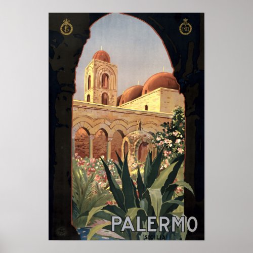 Vintage Palermo Sicily Tourism Travel Poster