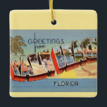 Vintage Palm Beach Greeting  Ceramic Ornament<br><div class="desc">A colorful,  vintage postcard greeting from Palm Beach,  Florida repurposed on an ornament!</div>