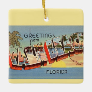 Vintage Palm Beach Greeting Ceramic Ornament