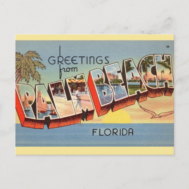 Vintage Palm Beach Greeting Postcard (Front)