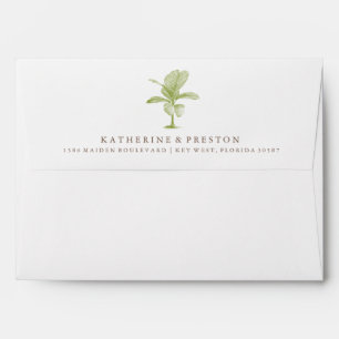 Vintage Palm Destination Beach Wedding Envelope