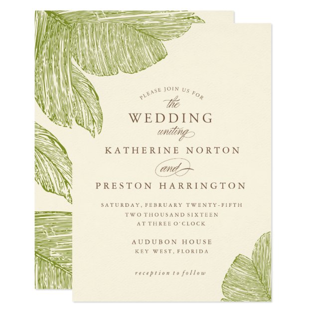 Vintage Palm Destination Beach Wedding Invitation