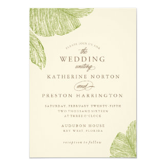 Vintage Palm Destination Beach Wedding Invitation