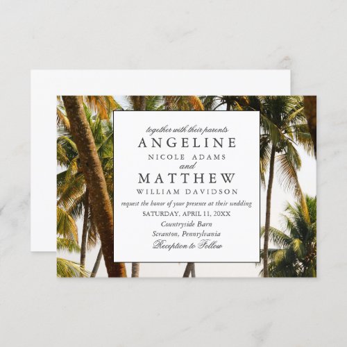 Vintage Palm Destination Beach Wedding Invitation