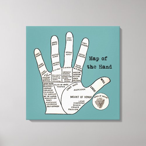 Vintage palm reading palmistry fortune canvas print