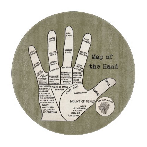 Vintage palm reading palmistry fortune cutting board