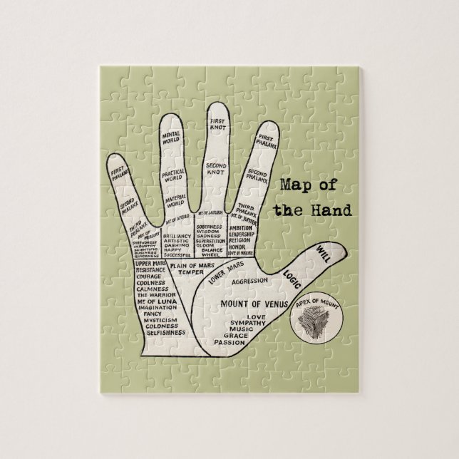 Vintage palm reading palmistry fortune jigsaw puzzle (Vertical)