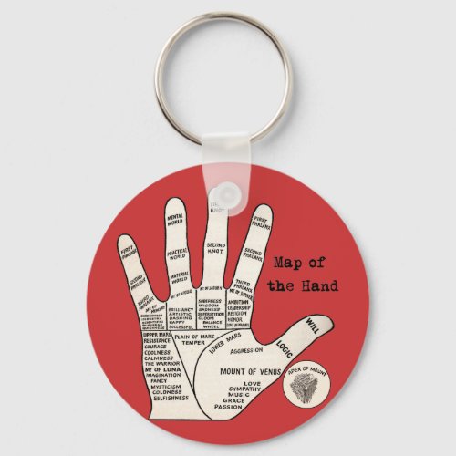 Vintage palm reading palmistry fortune keychain