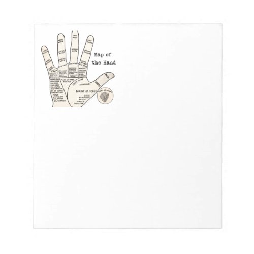 Vintage palm reading palmistry fortune notepad