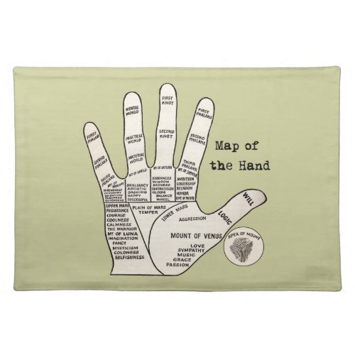 Vintage palm reading palmistry fortune placemat